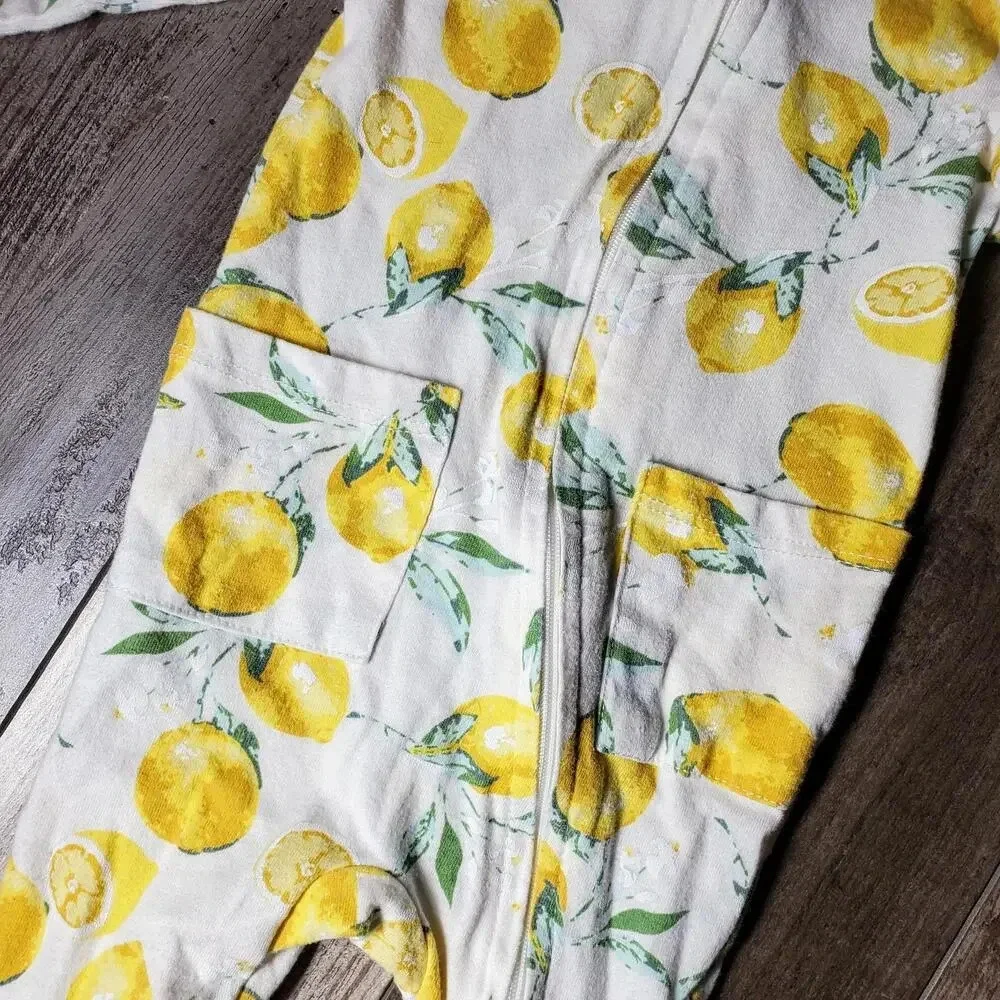 Jessica Simpson Baby Girl Lemon Footed Sleeper Pajamas Size 0/3M